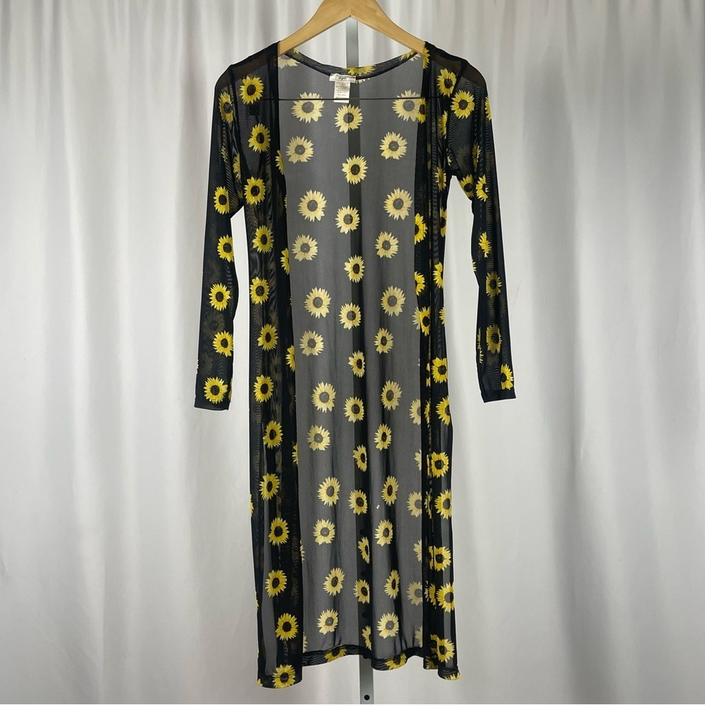 NYC Black Sheer Sunflower Print Swim Coverup